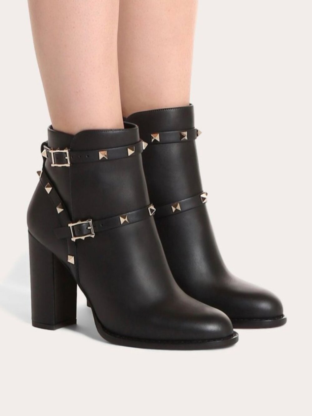 Valentino Rockstud Leather Ankle Boots - Size 38